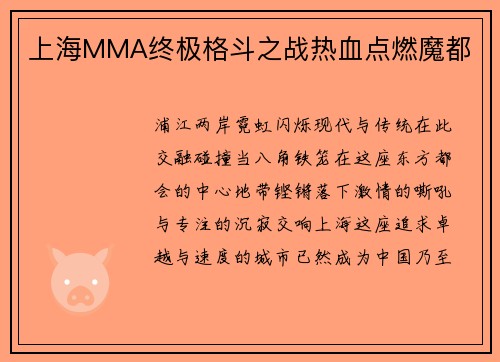 上海MMA终极格斗之战热血点燃魔都